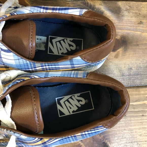 Vans Off the Wall Blue Orange Plaid Sneakers Women’s Size 9.5 Mens Size 8 - Picture 3 of 6